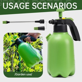 Garden Pump Sprayer, 1/2 Gallon Hand Pump Spray Bottle for Plants, Pressure Water Spray Bottle in Lawn and Garden Yard, Weed Chemical Sprayer with 2 Adjustable Nozzle & Safety Pressure Relief Valve