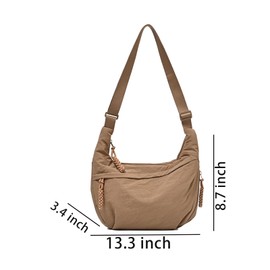 Hobo Bag for Women Men Nylon Crossbody Crescent Adjustable Shoulder Multi-Pocket Sling Bag
