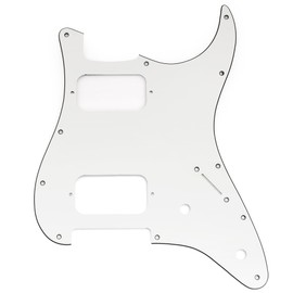 Musiclily Pro 11 Holes ST HH Guitar Pickguard with Round Corner Uncovered Humbucker 2-Pot Layout for Fender Squier Strat Style Electric Guitar, 3Ply White