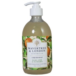 Wavertree & London Natural Liquid Soap Bottle with Dispenser Pump, Basil Lime & Mandarin Scented Liquid Hand Soap for Bathroom, Kitchen - Australia Made Moisturizing Plant Oil Body & Hand Wash Soap