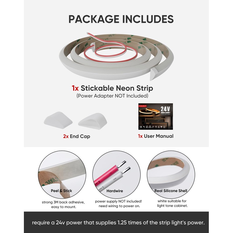 Shine Decor Under Cabinet Lighting Strip, Free Cuttable LED Silicone