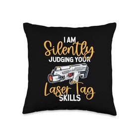 Silently Judging Your Laser Tag Skills Team Adult Laser Tag Throw Pillow