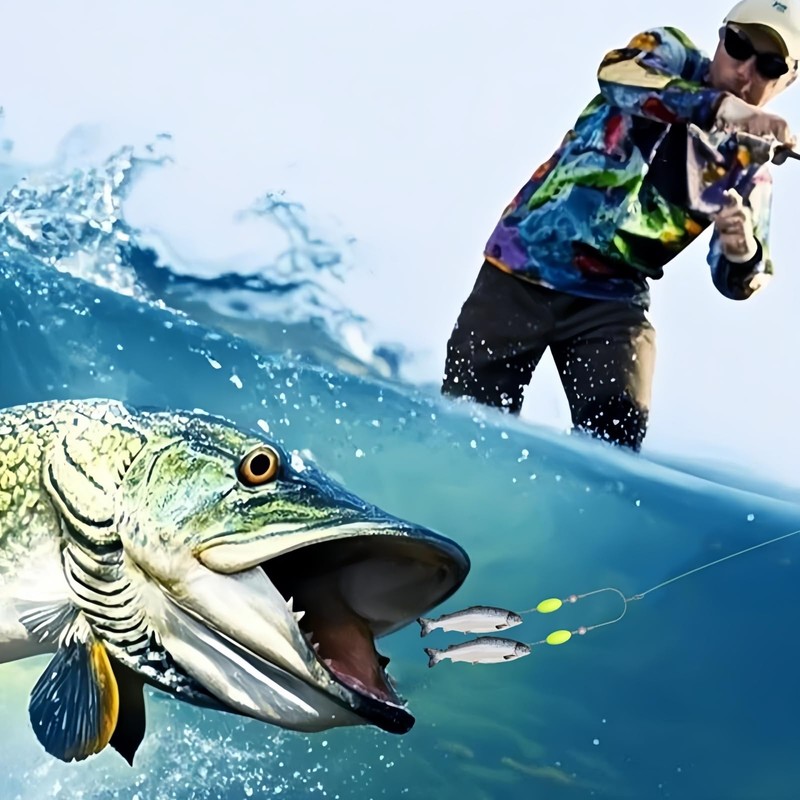 5PCS Double Reverse Fishing Hook Set,Double-Hook Reverse Bottom Rig,Anti Tangle