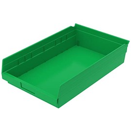 Akro-Mils 30178 Plastic Nesting Shelf Bin Box, (18-Inch x 11-Inch x 4-Inch), Green, (12-Pack)
