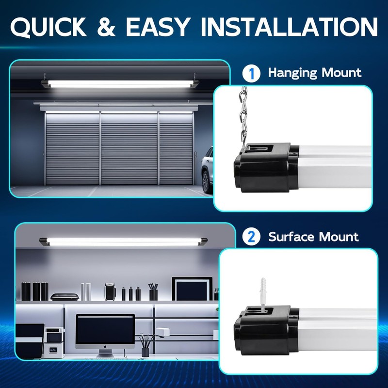 hykolity 4 Pack Linkable LED Shop Light, 4FT 44W [300W