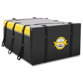 Sailnovo Car Rooftop Cargo Carrier Bag 20 Cubic, PVC Vehicle Soft-Shell Car Top Carrier for Cars with/Without Roof Rack, Waterproof Roof Bag Includes Anti-Slip Mat,10 Reinforced Straps, Yellow