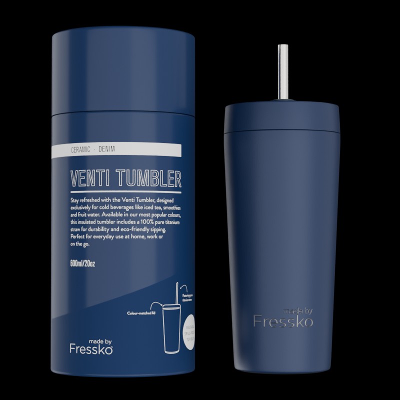 Fressko Ceramic Lined Tumbler with Titanium Straw - Venti 20oz,