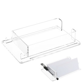 Clear Index Card Storage Holder for Desk, Acrylic Small Cards Holders Postcard Stand Display Rack, Fit 3" x 5" Cards