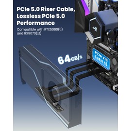 linkbolt PCIe 5.0 Riser Cable | RTX5090 RTX4090 RX9070 RX7900 GPU Ready | Compatible with PCIe 5.0/4.0 GPU | 90 Degree Right Angle for Vertical GPU Mount| Flexible PVC Gpu Riser Cable 200mm Black