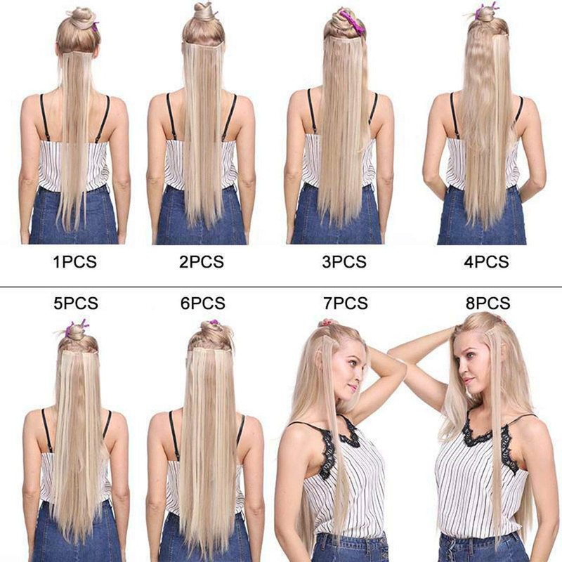 S-noilite Clip-In Hair Extensions, Straight, 8-Piece Set, 18 Clips, Full