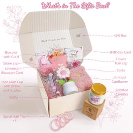 Birthday Gifts for Women, Teen Girls, Her, Unique Happy Birthday Gift Baskets for Best Friend Sister Daughter, Women Christmas Gifts Box for Girl Wife Girlfriends,14pcs Rose Gift Set(Pink)