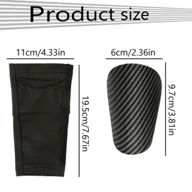 Thyonta 4 Pcs Breathable Soccer Shin Protection Set - Lightweight and Breathable Mini Ultra-Light Carbon Fiber-Style Shin Guards with Shin Pad Sock Covers for Young Athletes (Black)