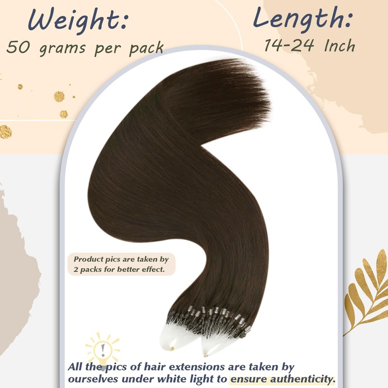 Ugeat Real Hair Extensions, Bonded Micro Ring Cold Fusion Extensions,