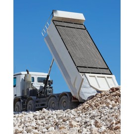 Foundgo 7'X 18' Dump Truck Mesh Tarp 18oz Dump Trailer Replacement Tarp with Grommets, Vinyl Coated Truck Tarps Heavy Duty, Double Stitched Edges,with 2 Pockets