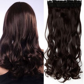 Clip In Hair Extensions 27" Inches One Piece Curly Hairpieces Wavy For Women Ladies - Medium Brown(68cm-130g)