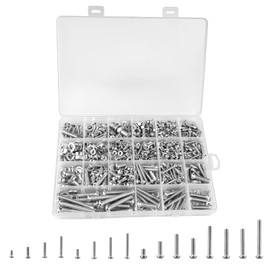 1080 Piece Screw Nuts Assortment Set, M3 M4 M5 M6 Screws with Hex Nuts and Washers, Stainless Steel Screws, Machine Screws, Pan Head Screws, Phillips Screws Kit