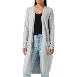 Vila Women's Viril Long L/S Knit Cardigan - NOO 14042770, Grey (Light Grey Melange), XXL