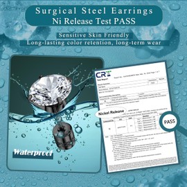 CASSIECA 5 Pairs Surgical Steel Screw Back Stainless Steel Stud Earrings for Women Men, Rainbow 5A Cubic Zirconia Sleeper Studs Hypoallergenic Earrings for Sensitive Ears 5mm