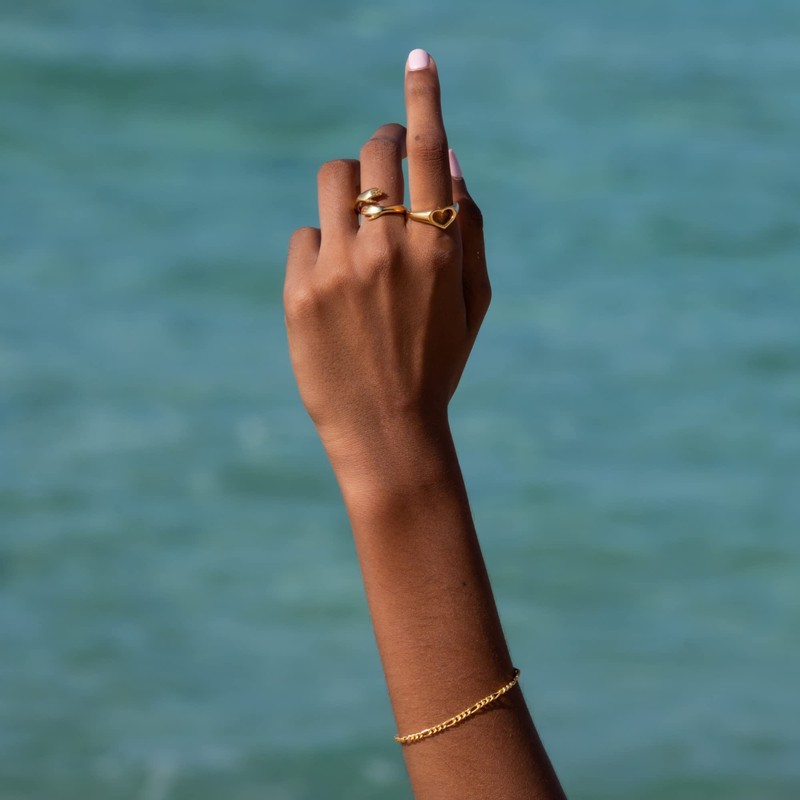 Lily Charmed - Gold Plated Adjustable Hug Ring