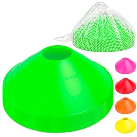 GoSports Premium Sports Cones for Training and Drills - 20 Pack with Tote - Green