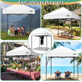 COBIZI 6.6x6.6ft Pop Up Canopy Tent, Heavy Duty Canopy Ez Up All Weather Waterproof Outdoor Canopy Tent for Parties, Beach, Garden, Camping with 1 Handbag, 3 Adjustable Heights, UPF50+, White