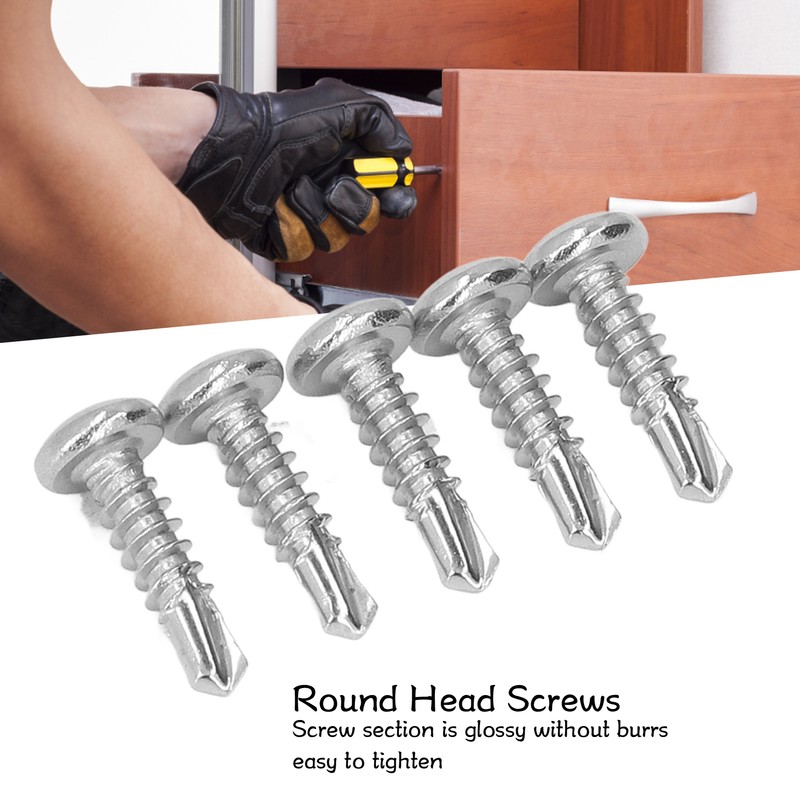 200PCS Round Head Drill Screws 304 Stainless Steel Self Drilling
