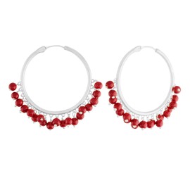 I Jewels Rhodium Plated Stylish Indian Wedding Bollywood Party Wear Hoop Earrings for Women (E2628), Stone, Cubic Zirconia,