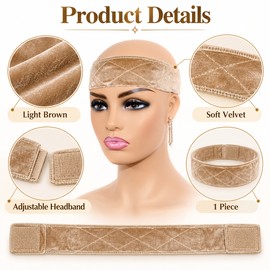 Velvet Wig Grip Headband for Secure Wig Wear – Adjustable Non-Slip Band for Lace Frontal Wigs & Everyday Use