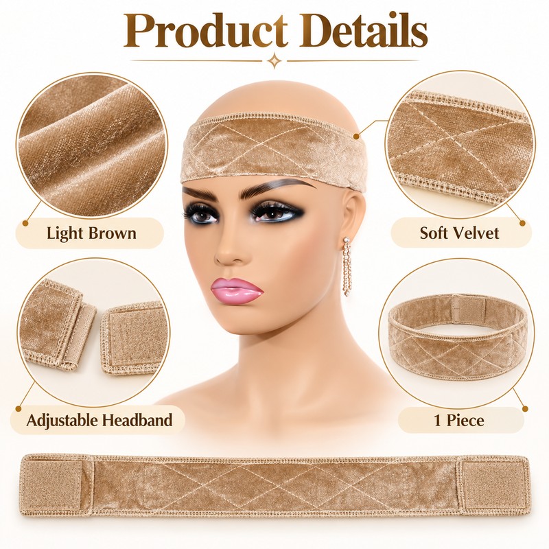 Velvet Wig Grip Headband for Secure Wig Wear – Adjustable