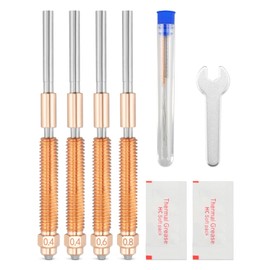 ULXIOM 4PCS Nozzles Replacement Fit for Creality K2 Plus Combo Creality Hi Combo 3D Printer, 0.4 0.6 0.8mm Nozzles, High Flow, Titanium Alloy, Copper Alloy, Hardened Steel