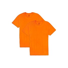 Fruit of the Loom Men's Eversoft Cotton T-Shirts (S-4XL), Crew-2 Pack-Safety Orange, 4X-Large