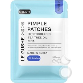 LE GUSHE Korean Pimple Patches for Face (132 Dots) - Hydrocolloid Acne Patches with Tea Tree Oil - Invisible Zit Stickers - Dermatologist Tested - Kor