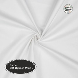 VmG-Store 2 m Cotton Fabric, Plain, 100% Cotton, Oeko-Tex, No Sold by the Metre, Over 70 Colours to Choose From (004, Optical White)