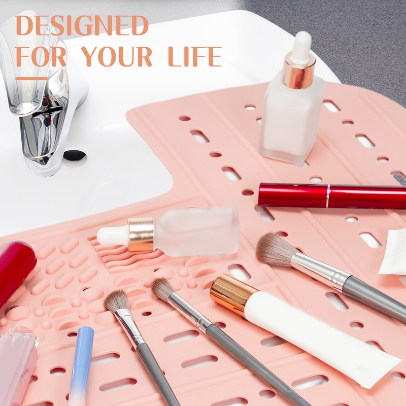 Foldable Sink Basin Top Cover Silicone Makeup Brush Cleaning Mat