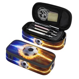 SNAPMADE Boys Pencil Case with Soccer Ball Printed, Cool Portable Pen Bag Pouch with Zipper for Teens Stationery Supplies, Sports Style Pencil Box Cosmetic Bag for Sports Women and Girls