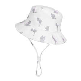 Baby Sun Hat Baby Bucket Hat Toddler Summer Hats UPF 50+MN Protective Bucket hat Kids Beach Hats for Baby Boy Girl, White Dinosaur, 6-12 Months