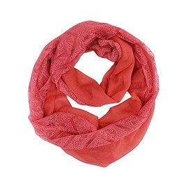 Coral Lace Double Layered Ring Infinity Scarf Coral