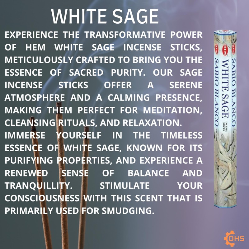 HEM Incense sticks WHITE SAGE Pack of 6 with DHS