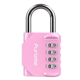 Puroma 1 Pack Combination Lock for Locker 4 Digit Outdoor Waterproof Padlock for School, Gym, Sports, Fence, Toolbox, Gate, Case, Outdoor, Hasp Storage (Pink)