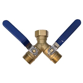 Cbumane Brass Garden Hose Diverter 2-Way Heavy Duty, Y-Valve Hose, US Gauge Stainless Steel Extended Handle Diverter, 3/4’ GHT Threaded Y-Valve Garden Hose Tap Adapter