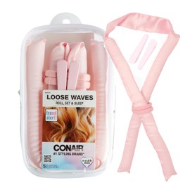 Conair Satin Heatless Curls Set - Heatless curls overnight- heatless curls headband - includes 1 Long Satin Roller, 2 Ponytailers, and 2 Clips