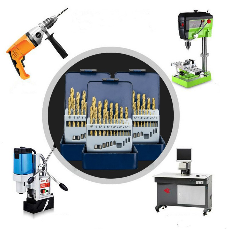 13pcs Left Handed Drill Bit Set M2 HSS with Titanium