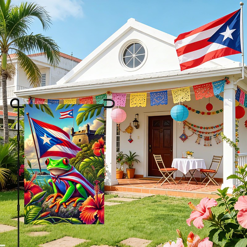 IVN Puerto Rico Coqui Frog Garden Flag 12x18 Inch Double