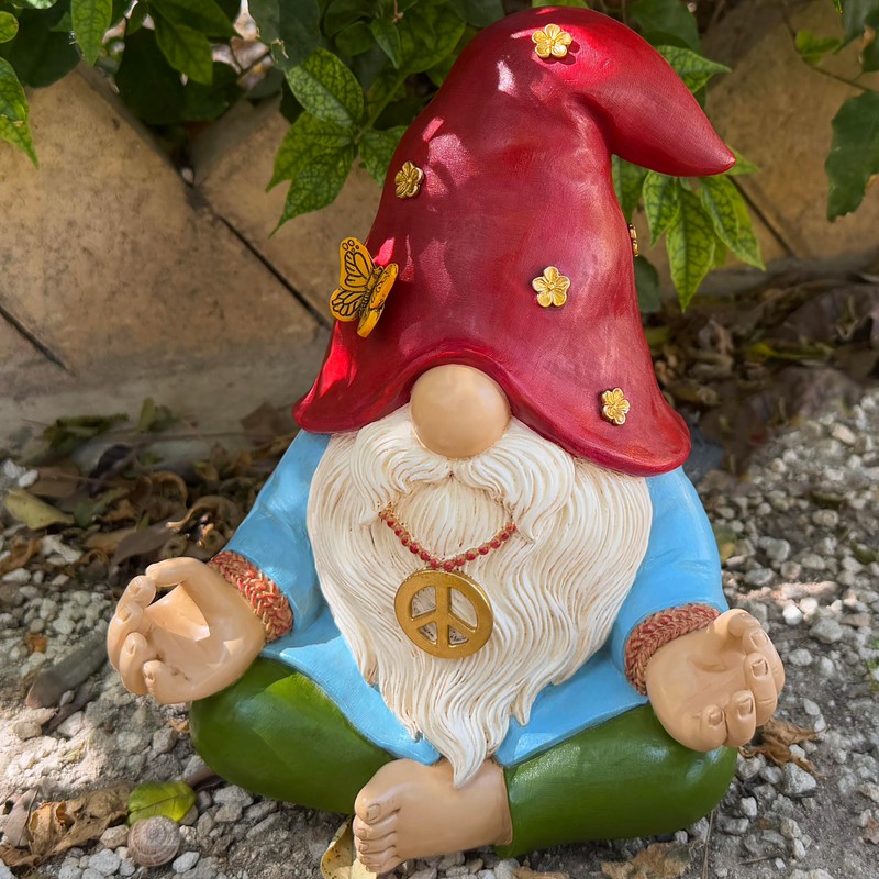 Mood Lab Garden Gnome - Funny Zen Hippie Gnome Figurine