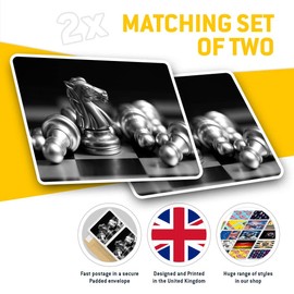 Rectangle Stickers (Set of 2) 10cm - en Knight Chess Board Game Fun Decals for Laptops,Tablets,Luggage,Scrap Booking,Fridges, 37079