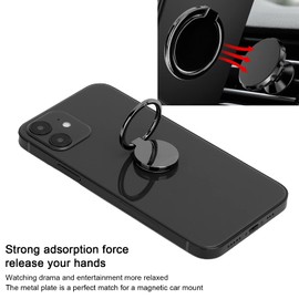 Soporte para Anillo de Dedo para Teléfono Celular,Soporte Y Agarre para Teléfono con Anillo de Metal Giratorio de 360 grados para Soporte Magnético Automóvil,para Teléfono Móvil/Tableta(Negro)