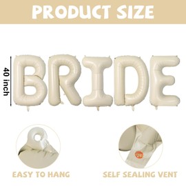 40 Inch Beige BRIDE to be Balloons, Princess Bride, 5Pcs Giant Alphabet Foil Balloons, Aluminum BRIDE Word Balloons for Wedding Bridal Shower Anniversary Engagement Bachelorette