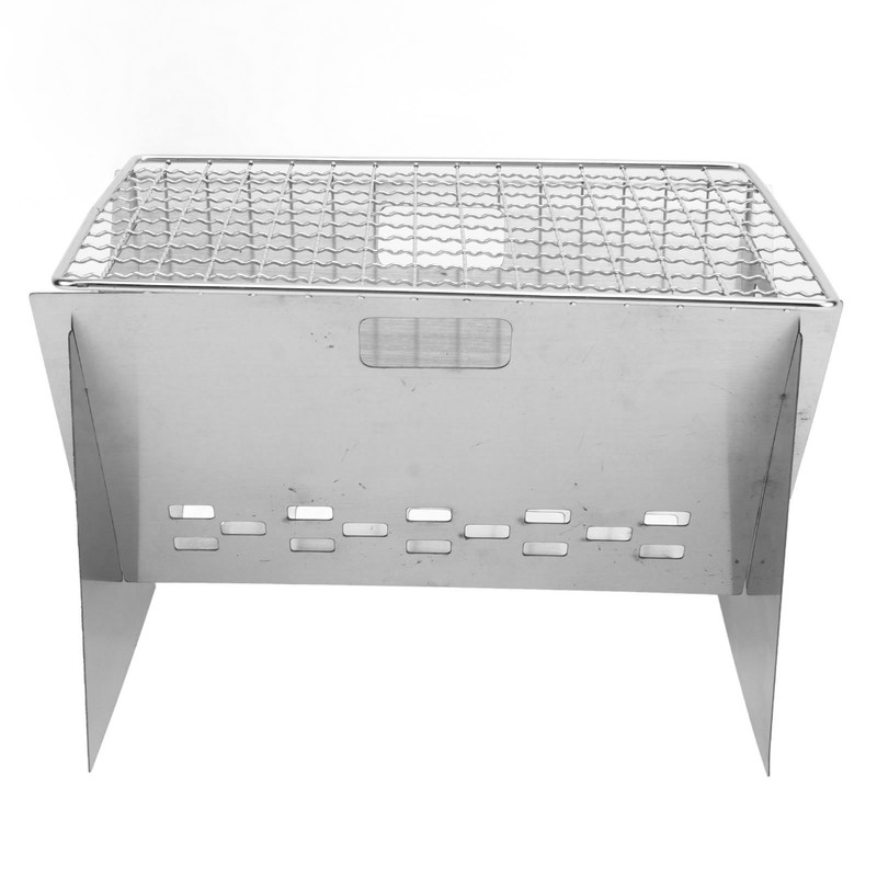 Folding Charcoal BBQ Grill Stainless Steel Mini Detachable Portable Barbecue