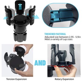 Unifizz Car Cup Holder Expander,2 in 1 Expandable Cup Holder for Car with Locking Function and 360°Rotating,All Purpose Expandable Car Cup Holder Adjustable Base,Suitable for Large Bottles Drinks Mugs