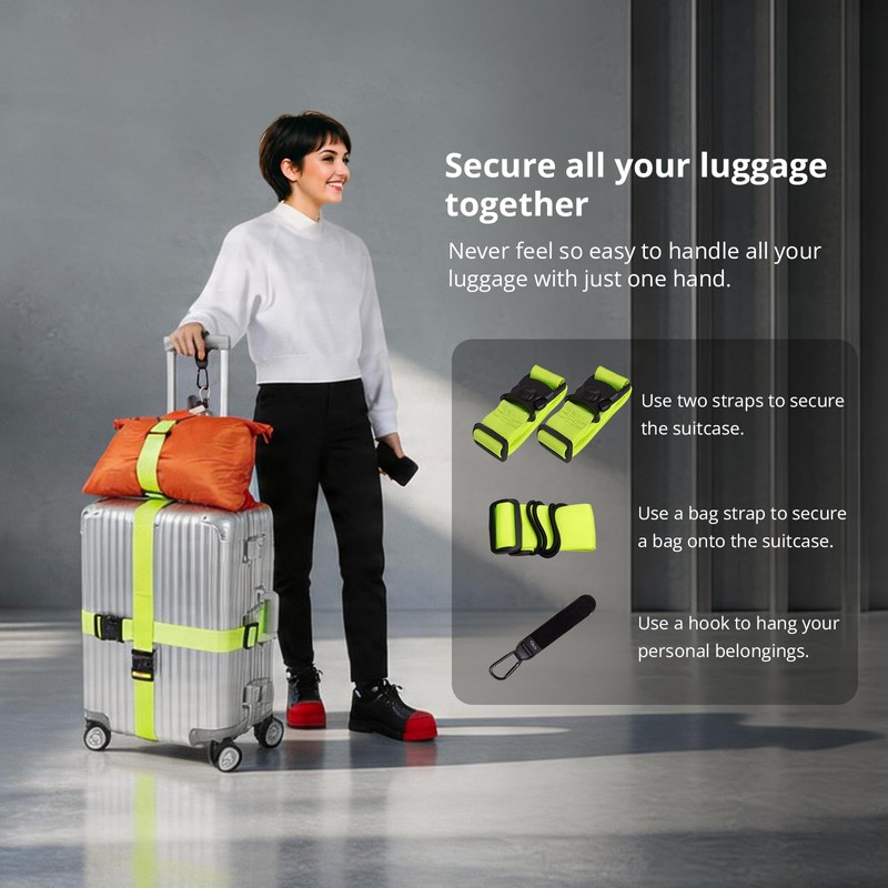 Heavy Duty Adjustable Luggage Connector Straps for Suitcases 4PCS Add
